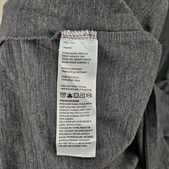 Eddie Bauer Henley Shirt Short Sleeve Buttons Men's Size XXL 2XL Gray Casual - Picture 9 of 10